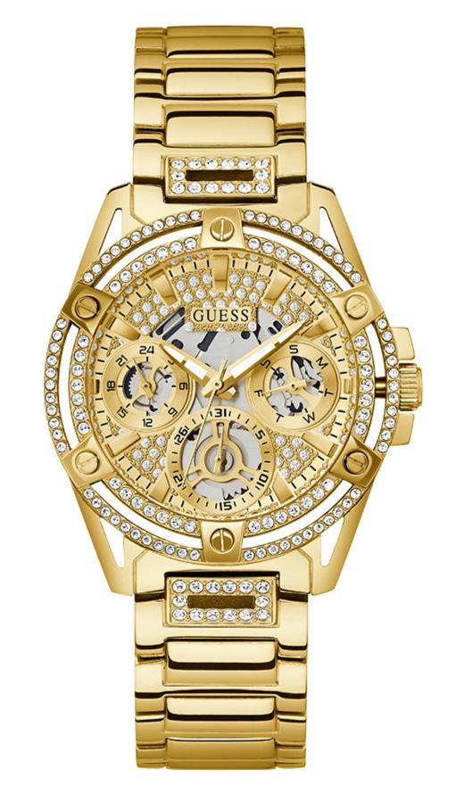 Guess Queen Quartz Gold Dial Gold Steel Strap Watch For Women - GW0464L2