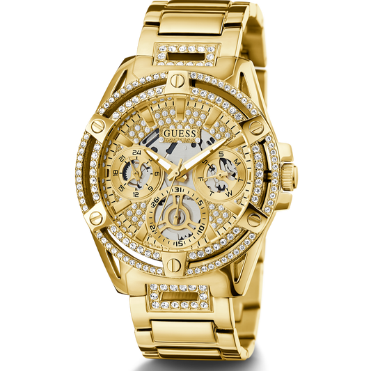 Guess Queen Quartz Gold Dial Gold Steel Strap Watch For Women - GW0464L2