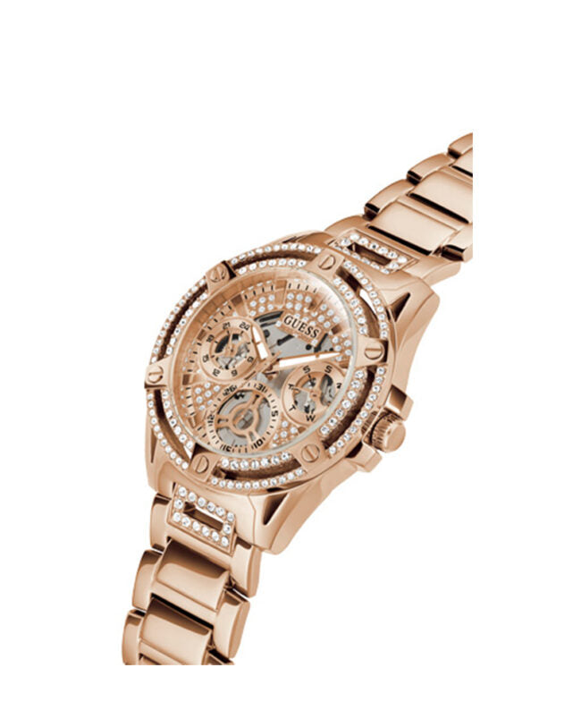 Guess Queen Multifunction Rose Gold Dial Rose Gold Steel Strap Watch For Women - GW0464L3