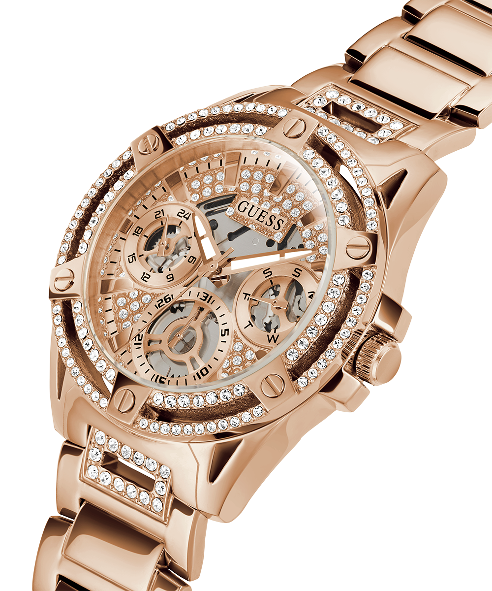 Guess Queen Multifunction Rose Gold Dial Rose Gold Steel Strap Watch For Women - GW0464L3