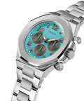 Guess Empire Chronograph Quartz Sky Blue Dial Silver Steel Strap Watch For Men - GW0489G3