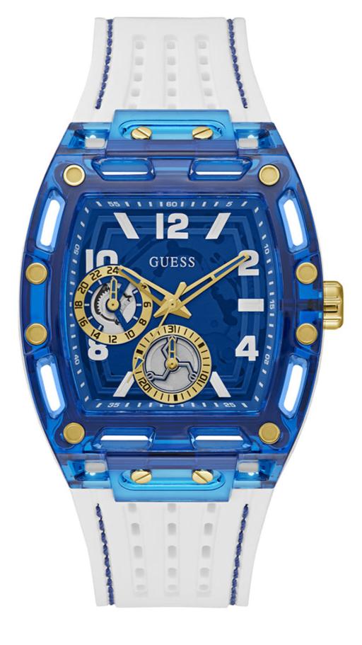 Guess Phoenix Analog Blue Dial White Silicone Strap Watch For Men - GE0499G6