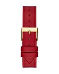 Guess Fame Quartz Gold Dial Red Leather Strap Watch For Women - GW0504L2