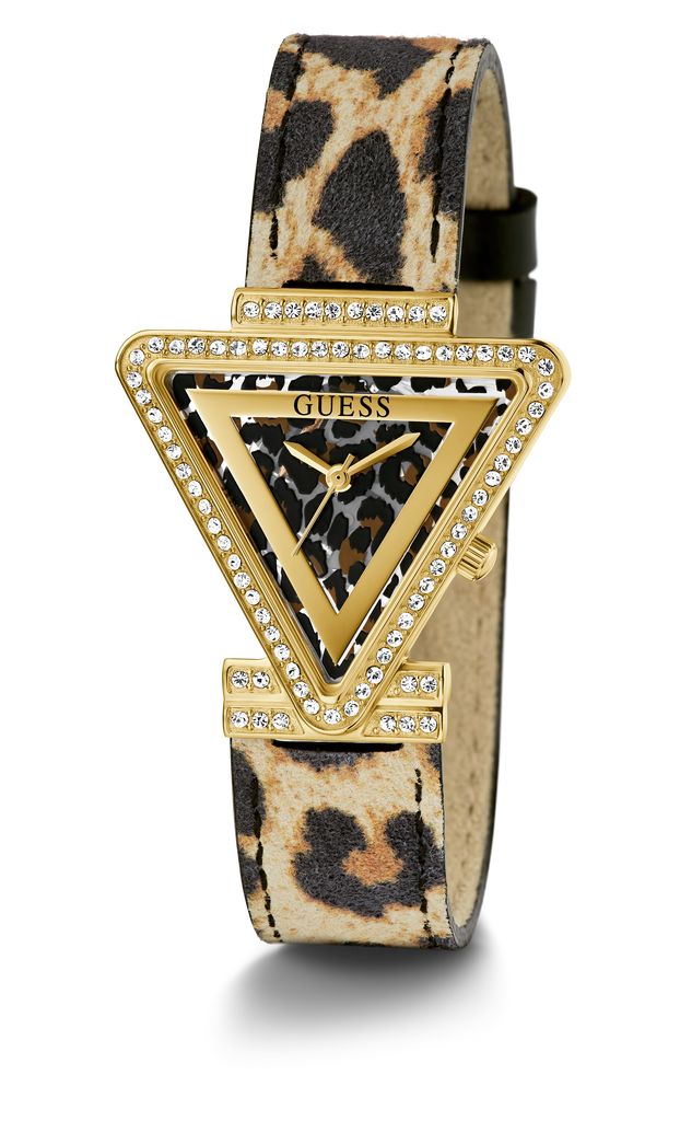 Guess Fame Quartz Animal Print Dial Multicolor Leather Strap Watch For Women - GW0504L3