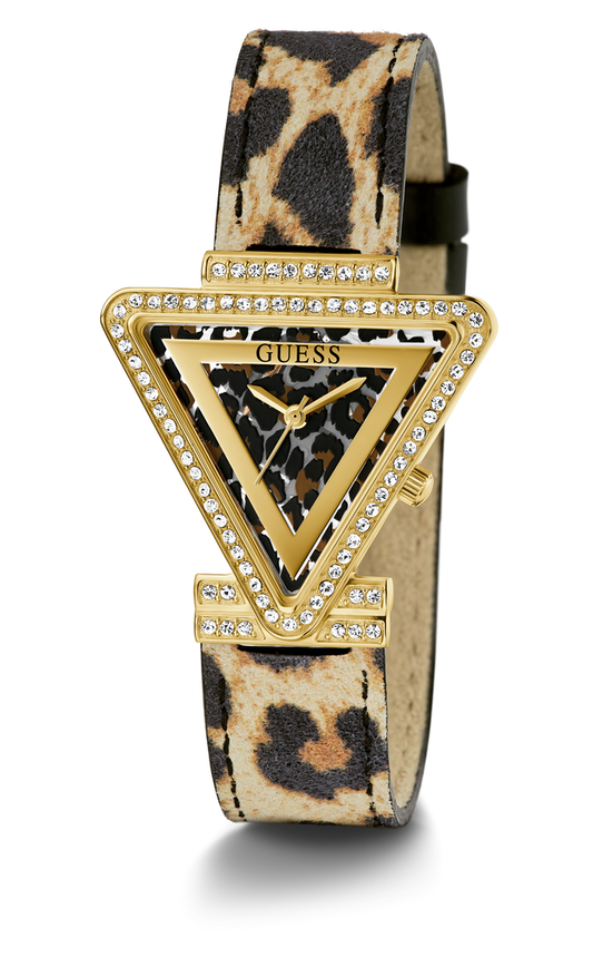 Guess Fame Quartz Animal Print Dial Multicolor Leather Strap Watch For Women - GW0504L3