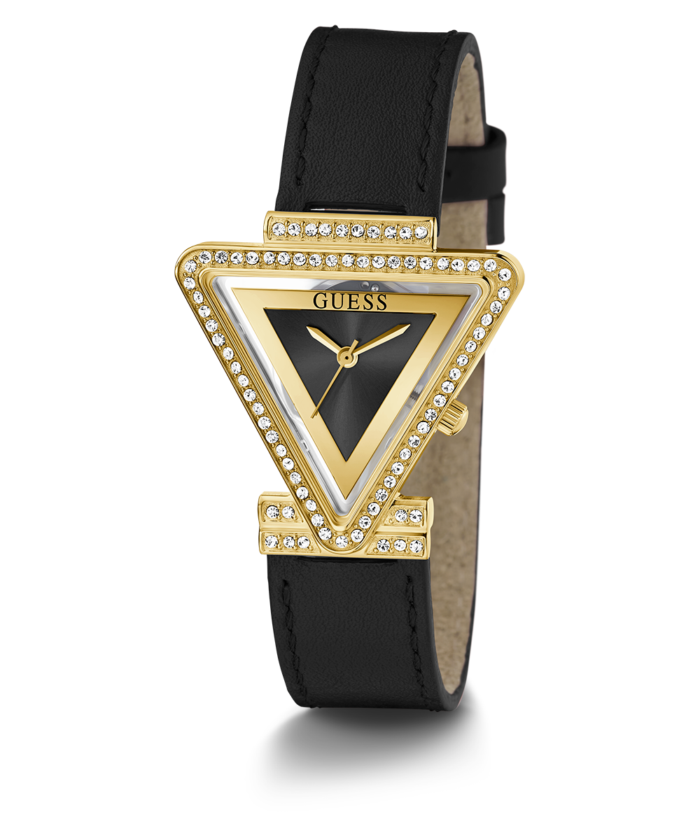 Guess Fame Quartz Black Dial Black Leather Strap Watch For Women - GW0504L5