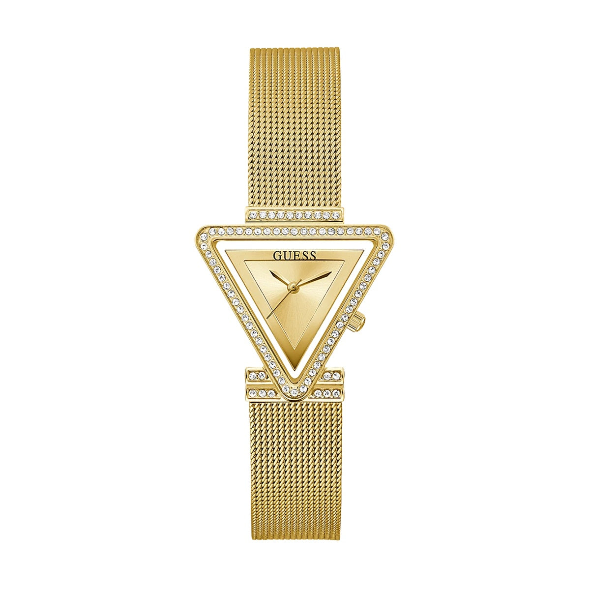 Guess Fame Diamonds Gold Dial Gold Mesh Bracelet Watch for Women - GW0508L2