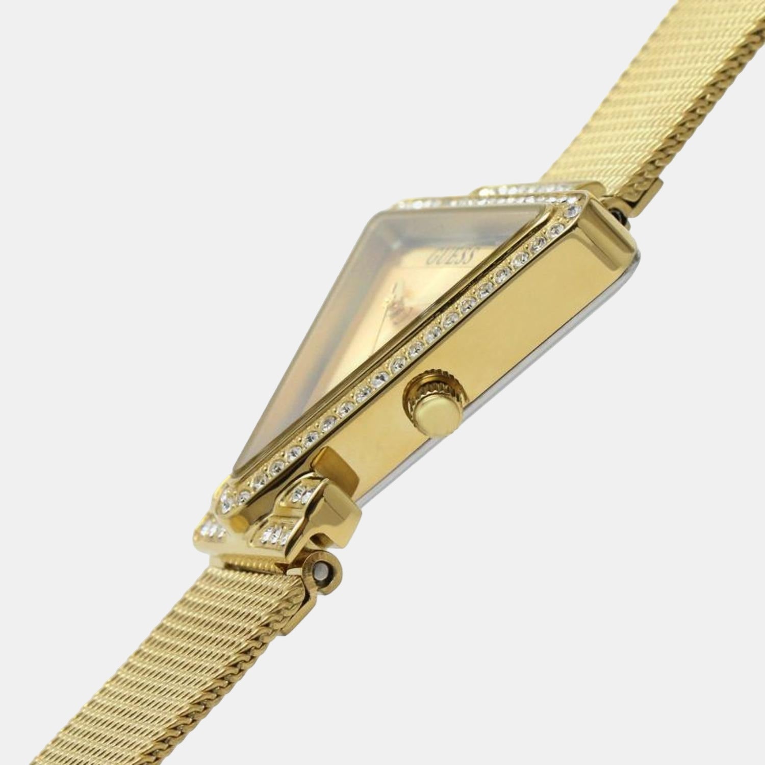 Guess Fame Diamonds Gold Dial Gold Mesh Bracelet Watch for Women - GW0508L2