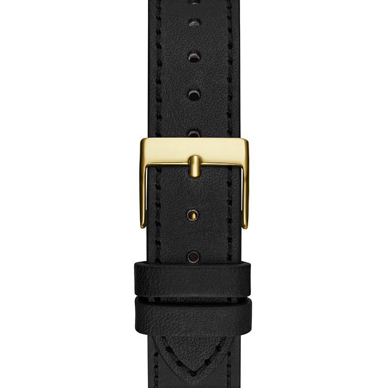 Guess Fame Quartz Gold Dial Black Leather Strap Watch For Women - GW0548L3