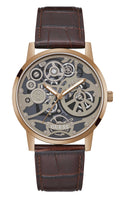 Guess Gadget Brown Dial Brown Leather Strap Watch for Men - GW0570G2