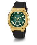 Guess Headliner Multifunction Green Dial Black Silicone Strap Watch For Men - GW0571G3