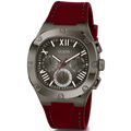 Guess Headline Multifunction Grey Dial Burgundy Silicone Strap Watch For Men - GW0571G4