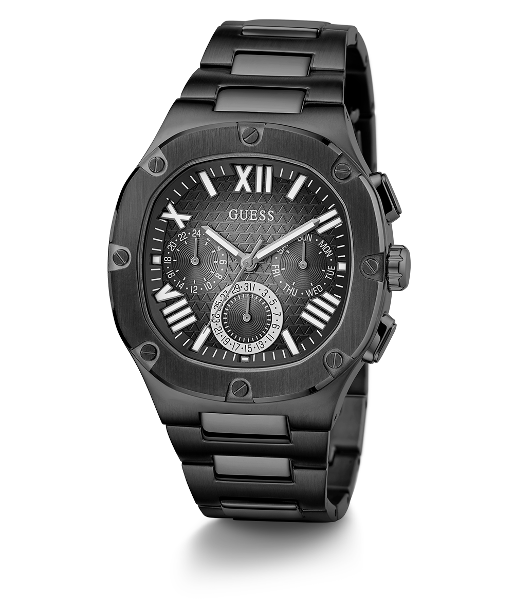 Guess Headliner Multifunction Black Dial Black Steel Strap Watch For Men - GW0572G3