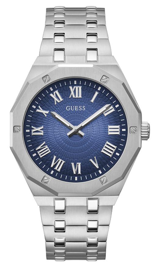 Guess Asset Quartz Blue Dial Silver Steel Strap Watch For Men - GW0575G4