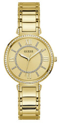 Guess Montage Quartz Gold Dial Gold Steel Strap Watch For Women - GW0588L1