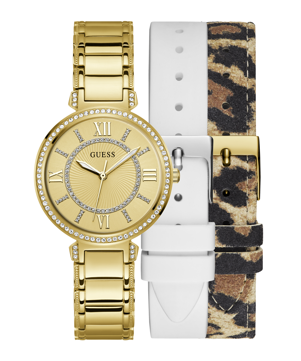 Guess Montage Quartz Gold Dial Gold Steel Strap Watch For Women - GW0588L1