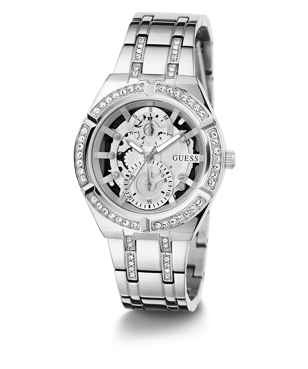 Guess Allara Quartz Silver Dial Silver Steel Strap Watch For Women - GW0604L1