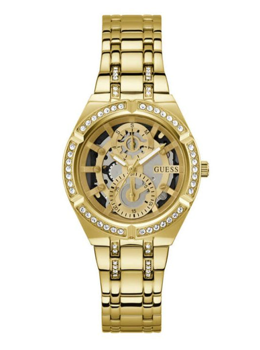 Guess Allara Quartz Gold Dial Gold Steel Strap Watch For Women - GW0604L2