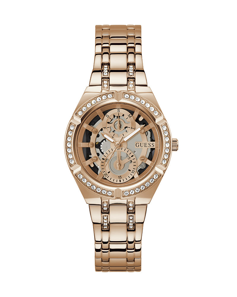 Guess Allara Quartz Rose Gold Dial Rose Gold Steel Strap Watch For Women - GW0604L3