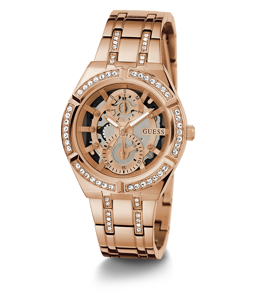 Guess Allara Quartz Rose Gold Dial Rose Gold Steel Strap Watch For Women - GW0604L3