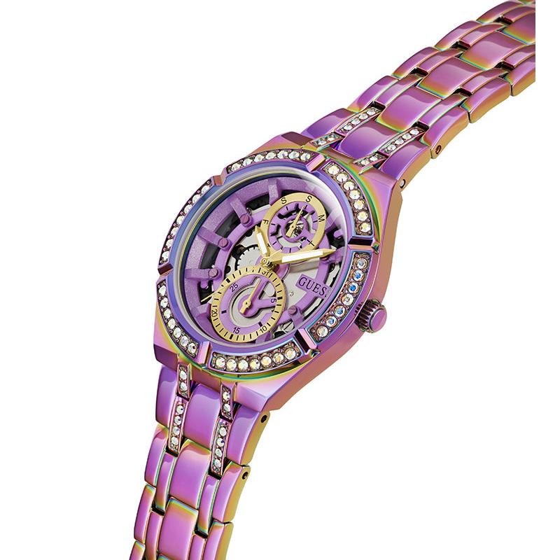 Guess Allara Quartz Purple Dial Purple Steel Strap Watch For Women - GW0604L4