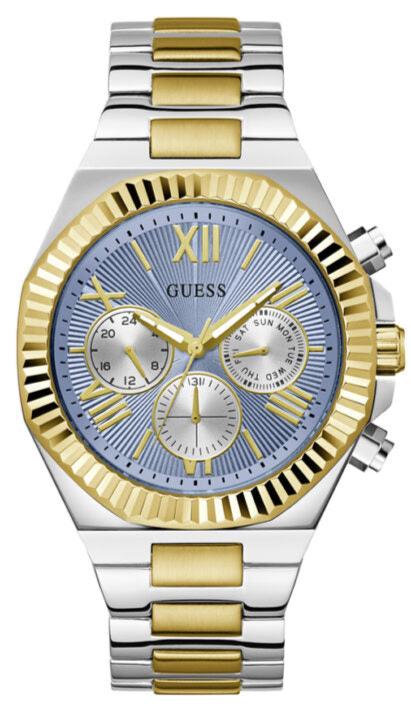 Guess Equity Analog Blue Dial Two Tone Steel Strap Watch For Men - GW0703G3