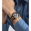 Guess Equity Multifunction Black Dial Two Tone Steel Strap Watch For Men - GW0703G4