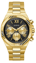 Guess Equity Multifunction Black Dial Gold Steel Strap Watch For Men - GW0703G5