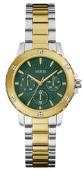 Guess Mist Analog Green Dial Two Tone Steel Strap Watch For Women - GW0723L1