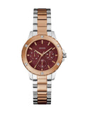 Guess Mist Analog Maroon Dial Two Tone Steel Strap Watch For Women - GW0723L2