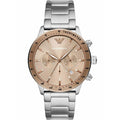 Emporio Armani Mario Chronograph Beige Dial Silver Steel Strap Watch For Men - AR11352