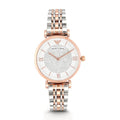 Emporio Armani Gianni T Bar Quartz White Dial Two Tone Steel Strap Watch For Women - AR80035