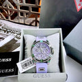 Guess Queen Quartz Purple Dial Purple Silicone Strap Watch For Women - GW0536L4