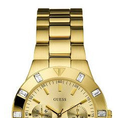 Guess Glisten Analog Gold Dial Gold Steel Strap Watch For Women - W13576l1