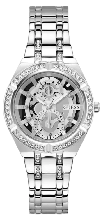 Guess Allara Quartz Silver Dial Silver Steel Strap Watch For Women - GW0604L1