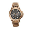 Guess Rigor Multi Function Black Dial Rose Gold Steel Strap Watch For Men - W0218G3