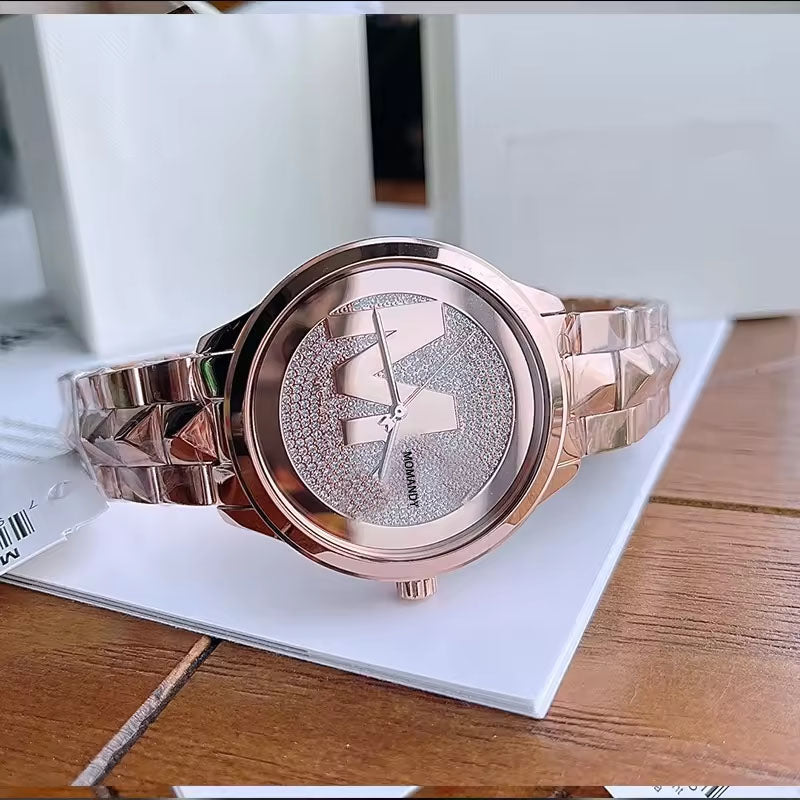 Michael Kors Runway Mercer Quartz Rose Gold Dial Rose Gold Steel Strap Watch For Women - MK6736