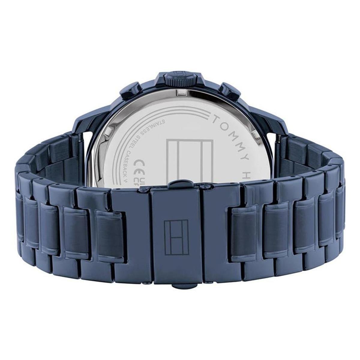 Tommy Hilfiger Luca Chronograph Quartz Grey Dial Blue Steel Strap Watch For Men - 1710493