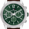 Tommy Hilfiger Lars Chronograph Green Dial Brown Leather Strap Watch For Men - 1792064