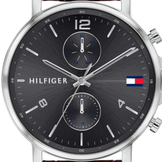 Tommy Hilfiger Daniel Grey Dial Brown Leather Strap Watch for Men - 1710416