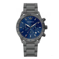 Emporio Armani Mario Chronograph Blue Dial Grey Steel Strap Watch For Men - AR80045