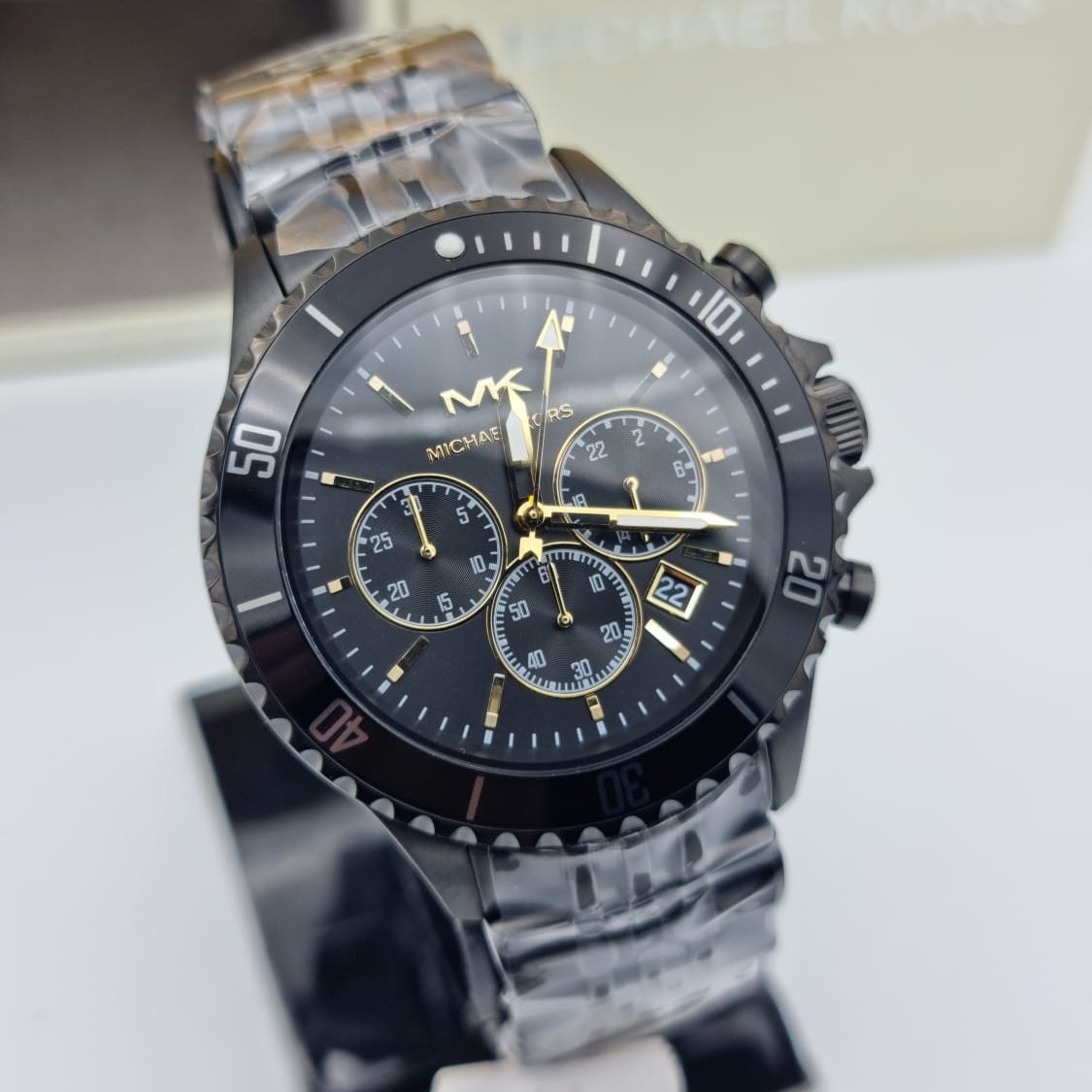 Michael Kors Bayville Chronograph Black Dial Black Steel Strap Watch For Men - MK8750