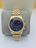 Michael Kors Lexington Chronograph Blue Dial Gold Steel Strap Watch For Women - MK6206