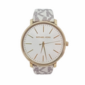 Michael Kors Pyper Quartz Silver Dial White Leather Strap Watch For Women - MK2858