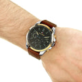 Tommy Hilfiger Decker Blue Dial Brown Leather Strap Watch for Men - 1791561