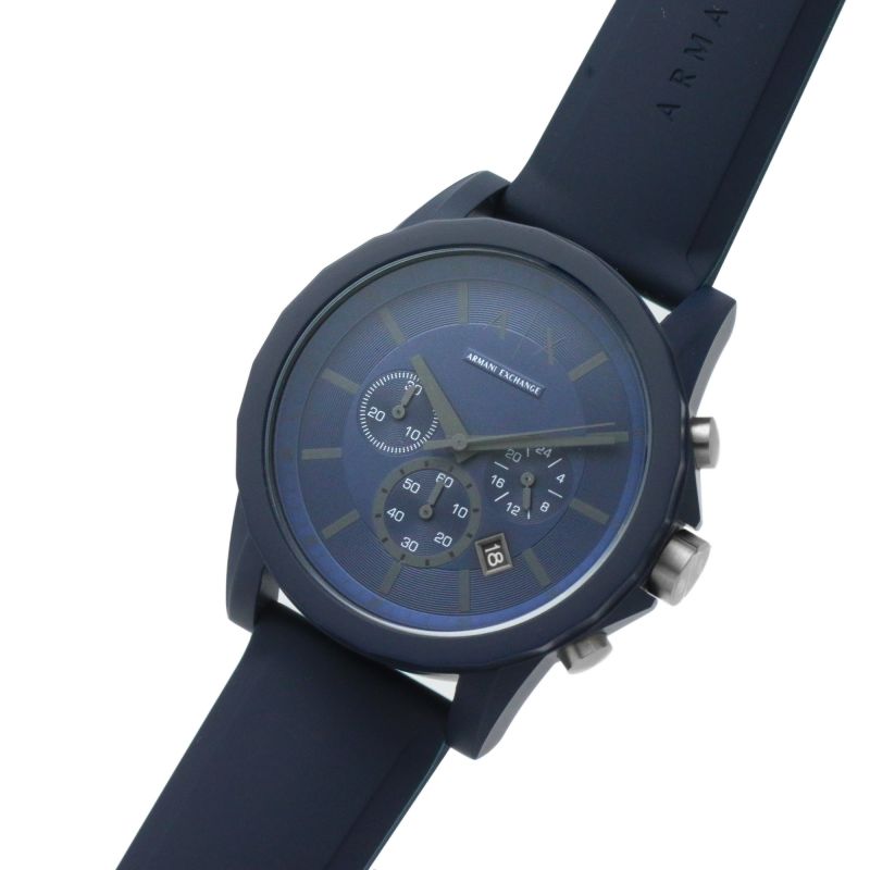 Armani Exchange Outerbanks Chronograph Blue Dial Blue Silicone Strap Watch For Men - AX7128