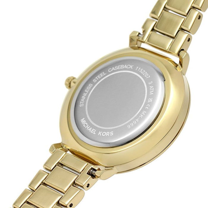 Michael Kors Pyper Three Hand White Dial Gold Steel Strap Watch For Women - MK4666