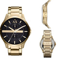 Armani Exchange Hampton Chronograph Black Dial Gold Steel Strap Watch For Men - AX2122