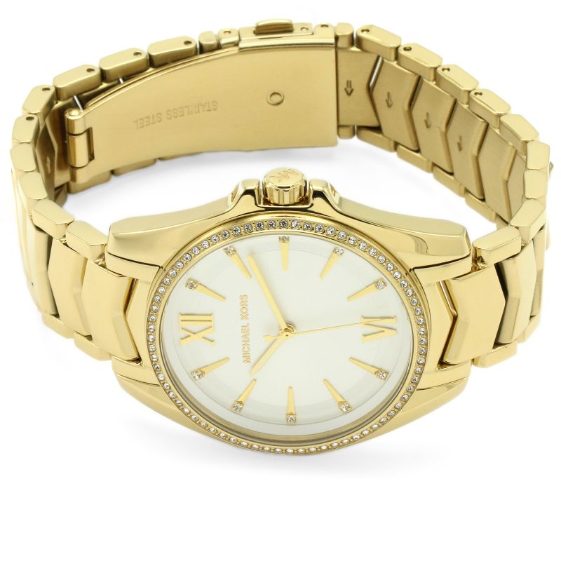 Michael Kors Whitney Three-Hand White Dial Gold Steel Strap Watch For Women - MK6693