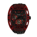 Guess Phoenix Multifunction Analog Red Dial Black Silicone Strap Watch For Men - GW0499G4